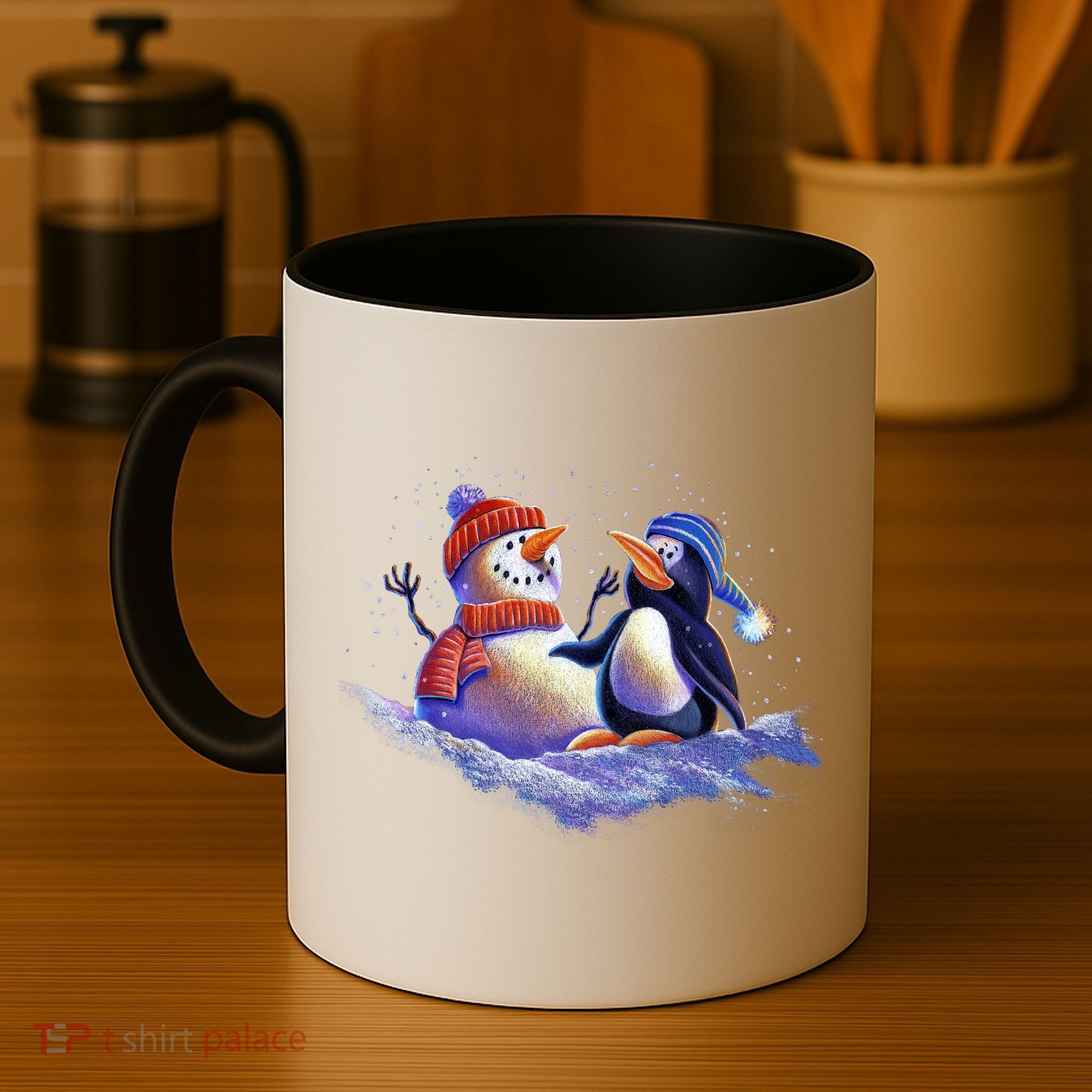 Best Friends Snowman and Penguin Coffee Mug