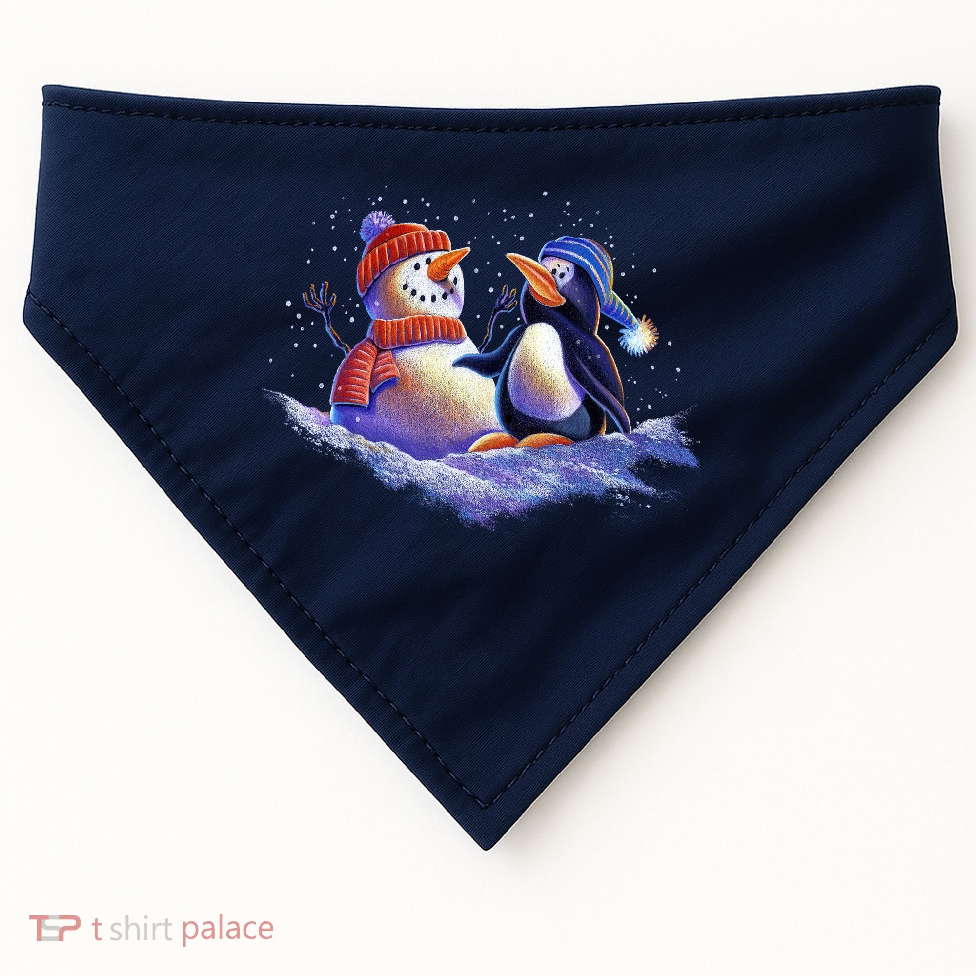 Best Friends Snowman and Penguin USA-Made Doggie Bandana