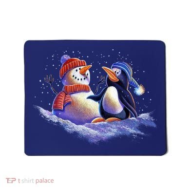 Best Friends Snowman and Penguin Mousepad