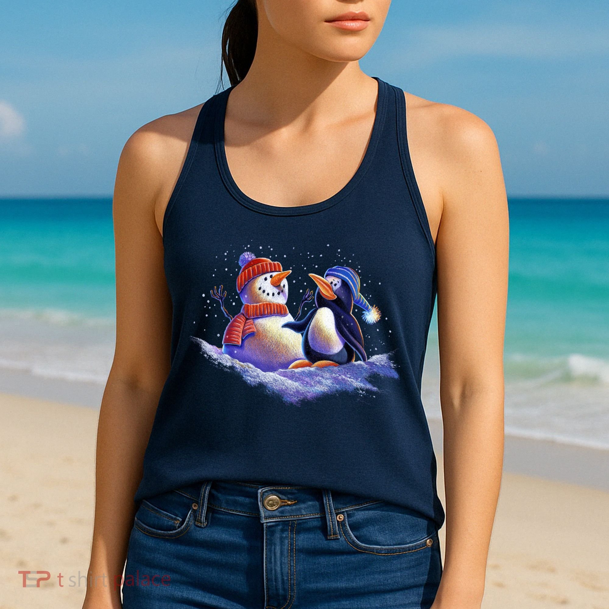 Best Friends Snowman and Penguin Women's Tank Top