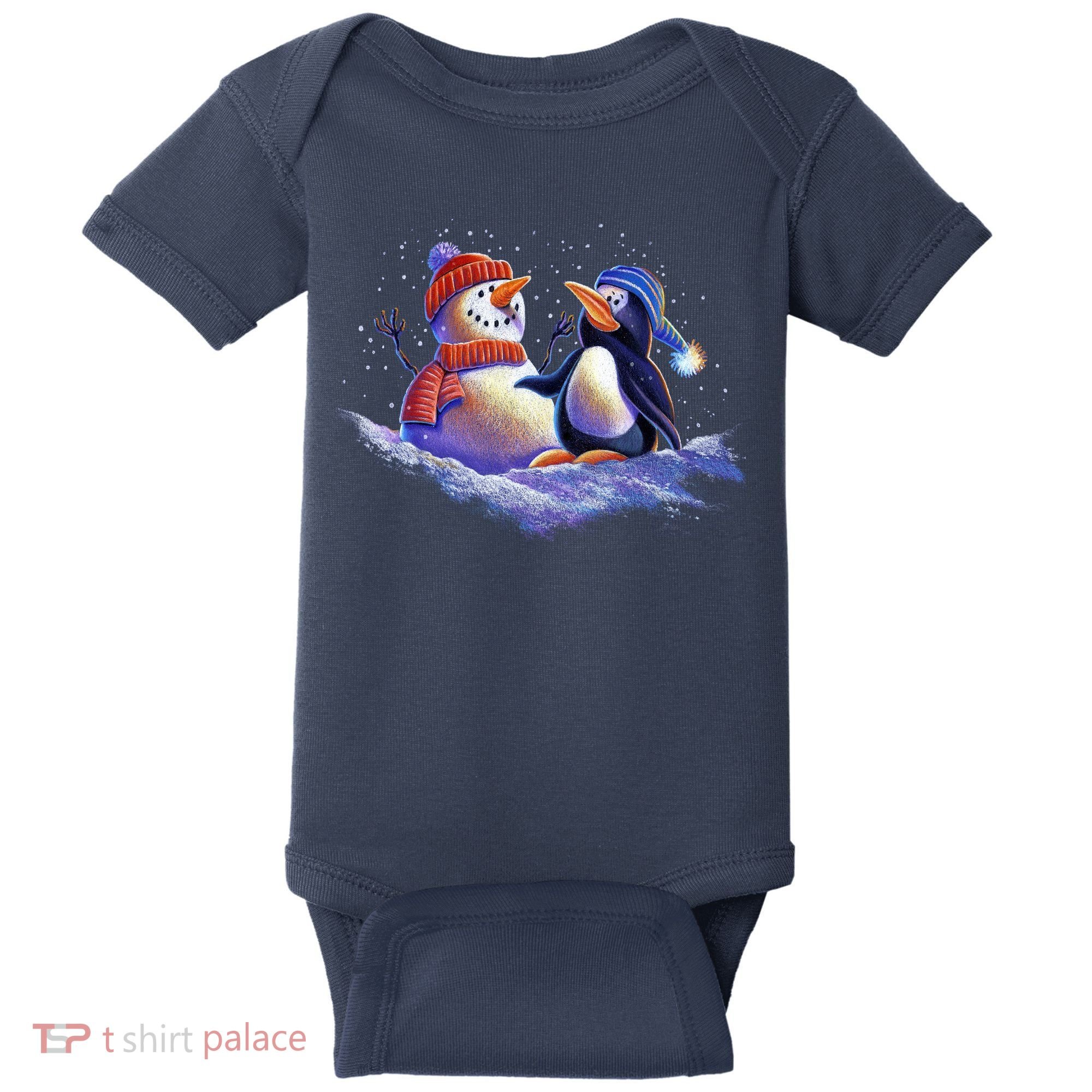 Best Friends Snowman and Penguin Baby Bodysuit
