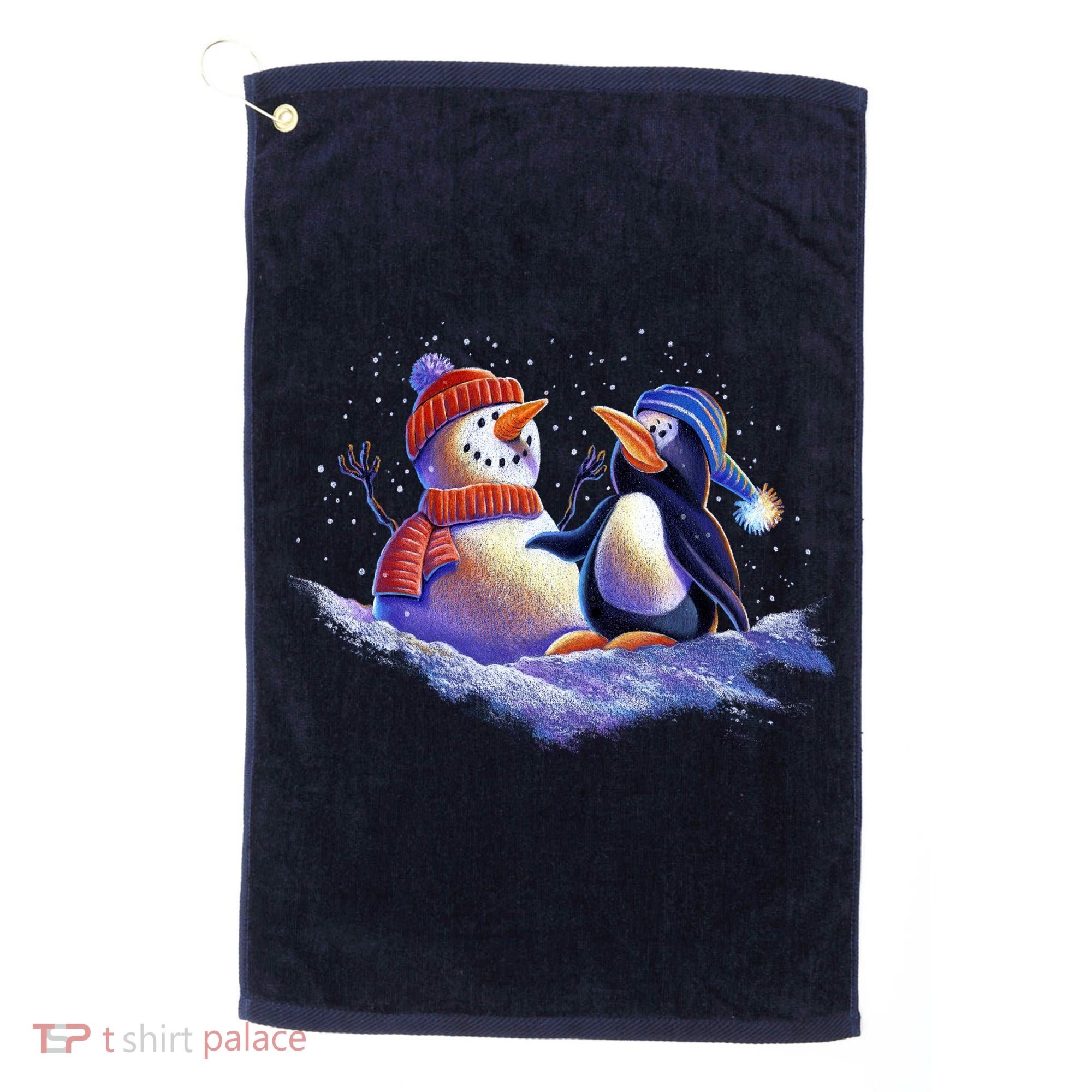 Best Friends Snowman and Penguin Golf Towel