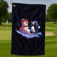 Best Friends Snowman and Penguin Golf Towel thumb 1