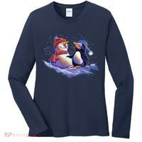 Best Friends Snowman and Penguin Women's Long Sleeve Shirt thumb 0