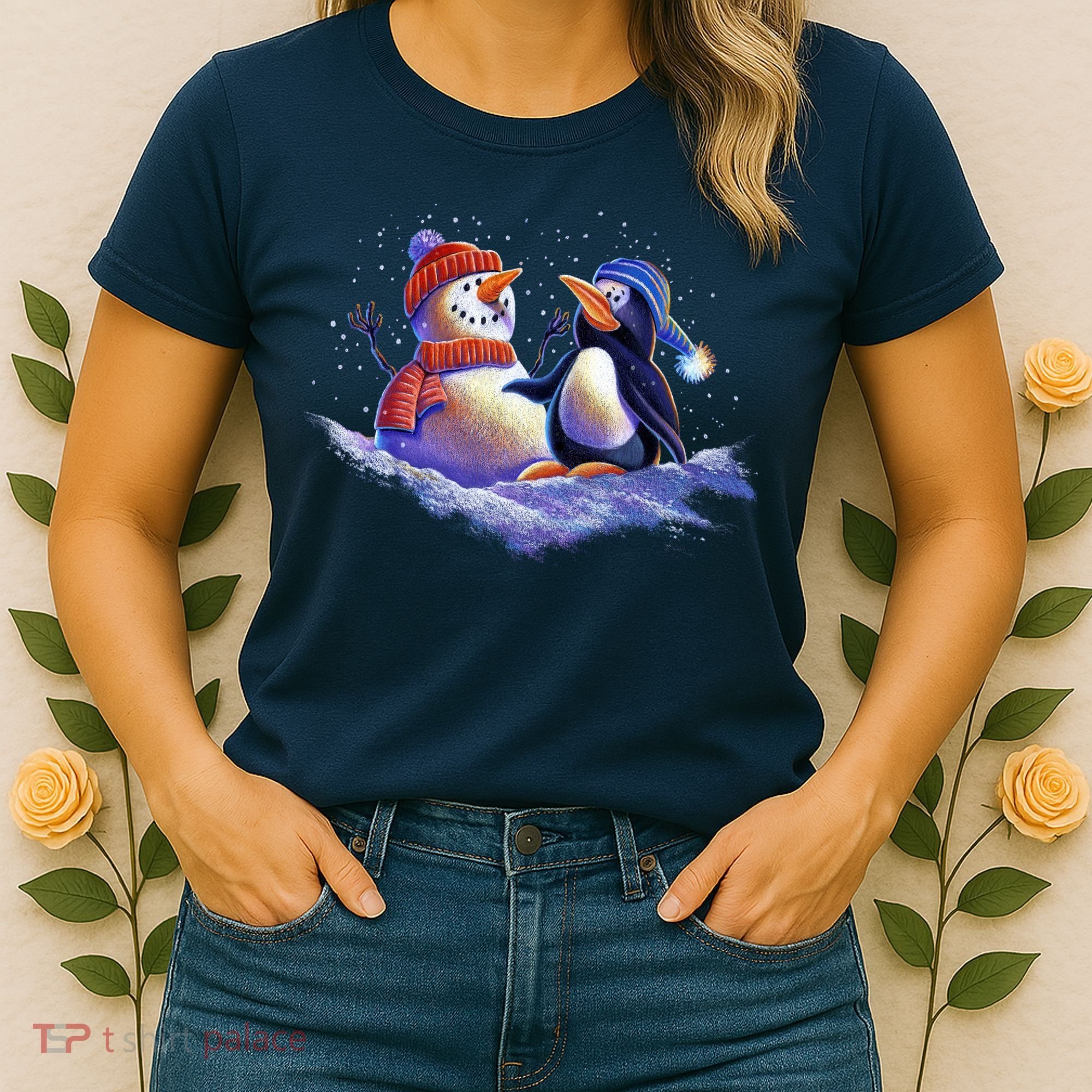 Best Friends Snowman and Penguin Women's T-Shirt