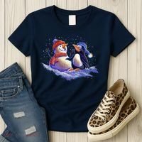 Best Friends Snowman and Penguin Women's T-Shirt thumb 3