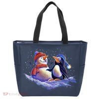Best Friends Snowman and Penguin Tote Bag thumb 0