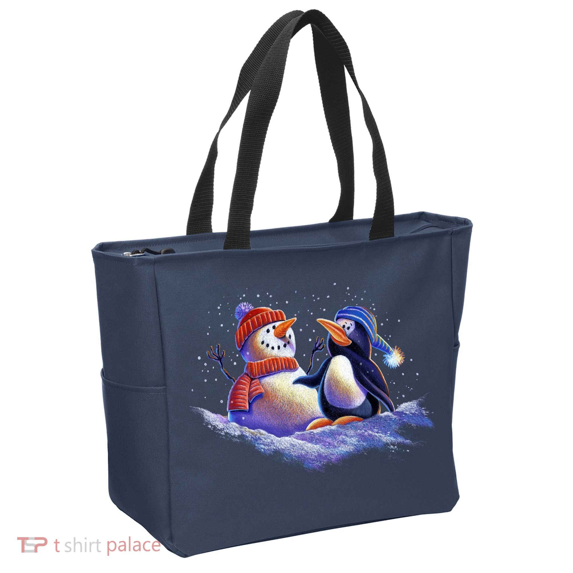Best Friends Snowman and Penguin Tote Bag