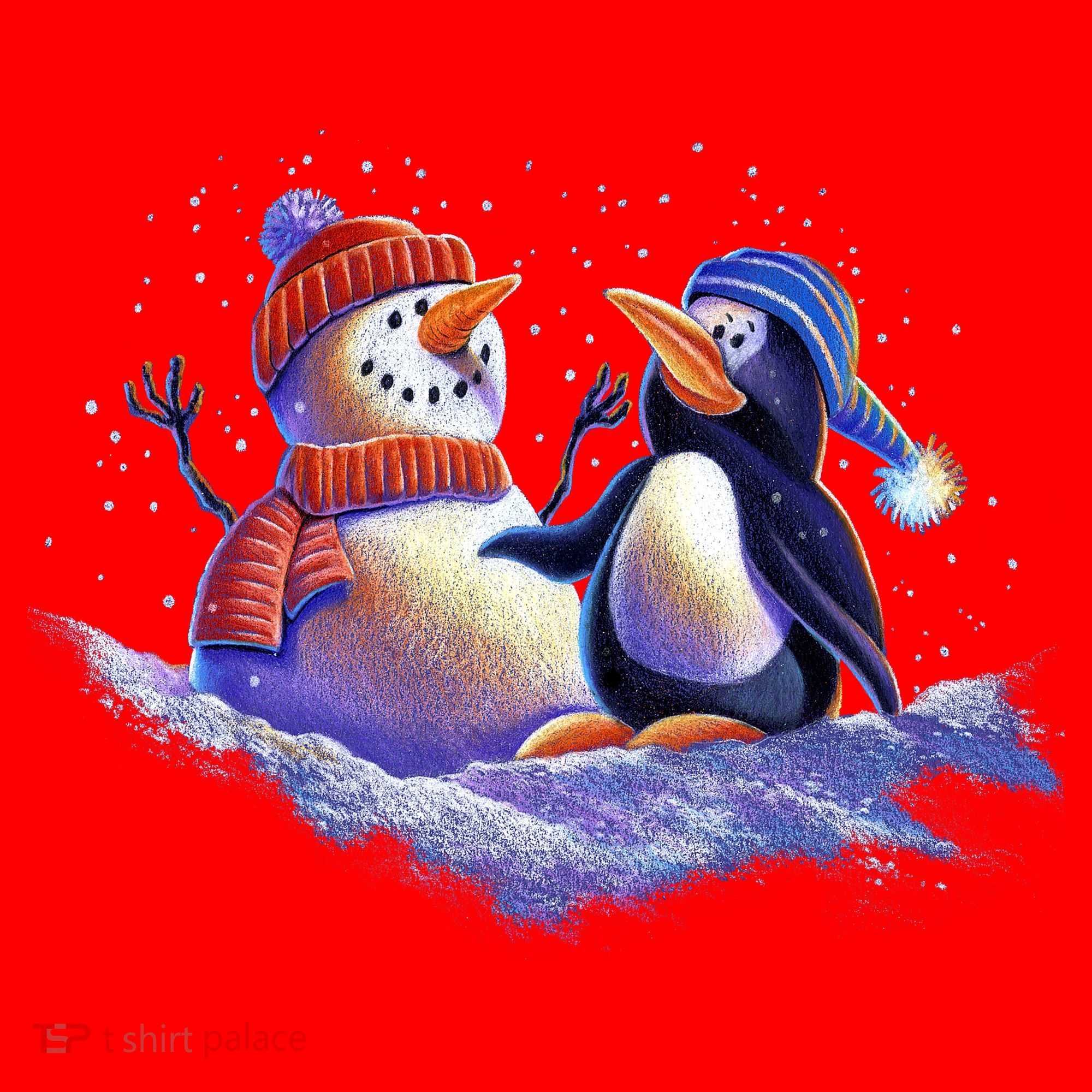 Best Friends Snowman and Penguin Santa Hat