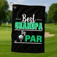 Best Grandpa By Par Golf Towel thumb 1