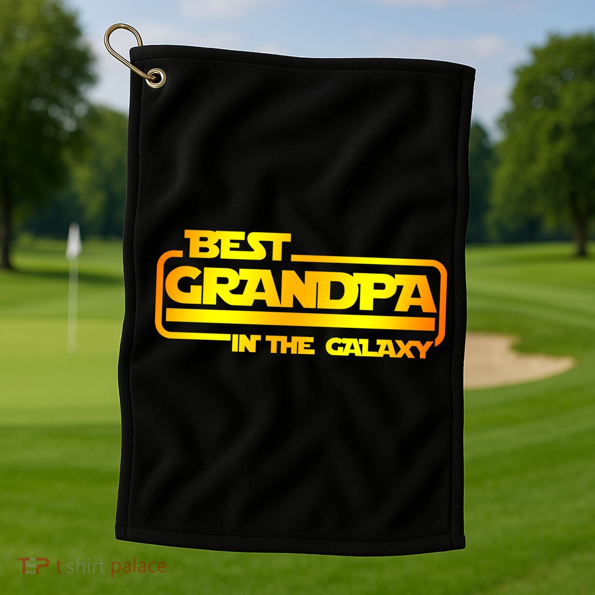 Best Grandpa In The Galaxy Funny Golf Towel