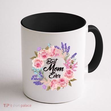Best Mom Ever Flower Wreath Coffee Mug back