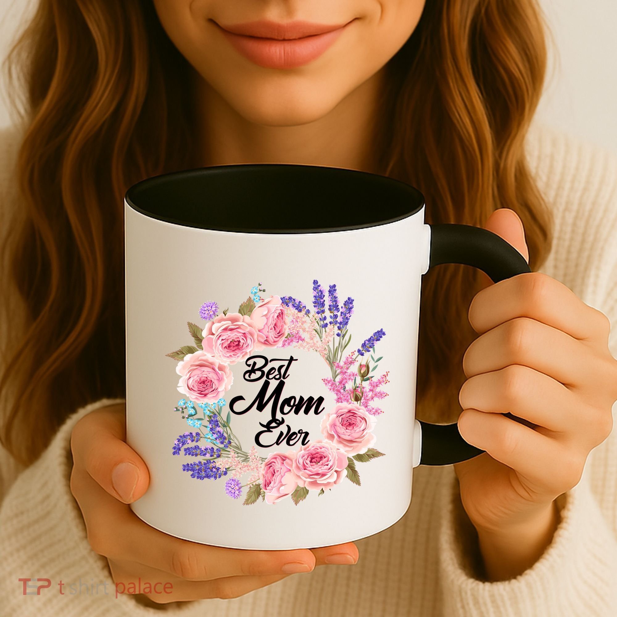 Best Mom Ever Flower Wreath Coffee Mug
