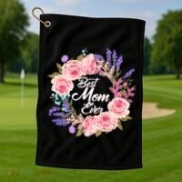 Best Mom Ever Flower Wreath Golf Towel thumb 1