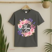 Best Mom Ever Flower Wreath T-Shirt thumb 2