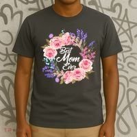 Best Mom Ever Flower Wreath T-Shirt thumb 3