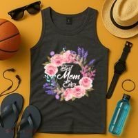 Best Mom Ever Flower Wreath Tank Top thumb 4