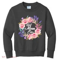 Best Mom Ever Flower Wreath Kids Sweatshirt thumb 0