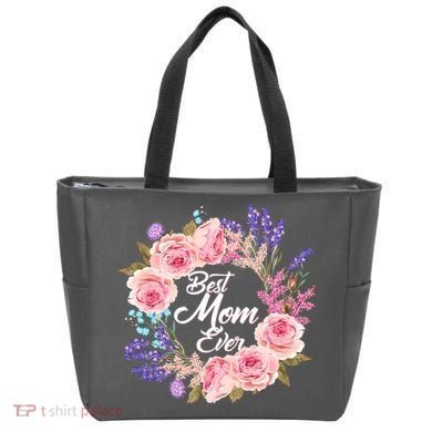 Best Mom Ever Flower Wreath Tote Bag