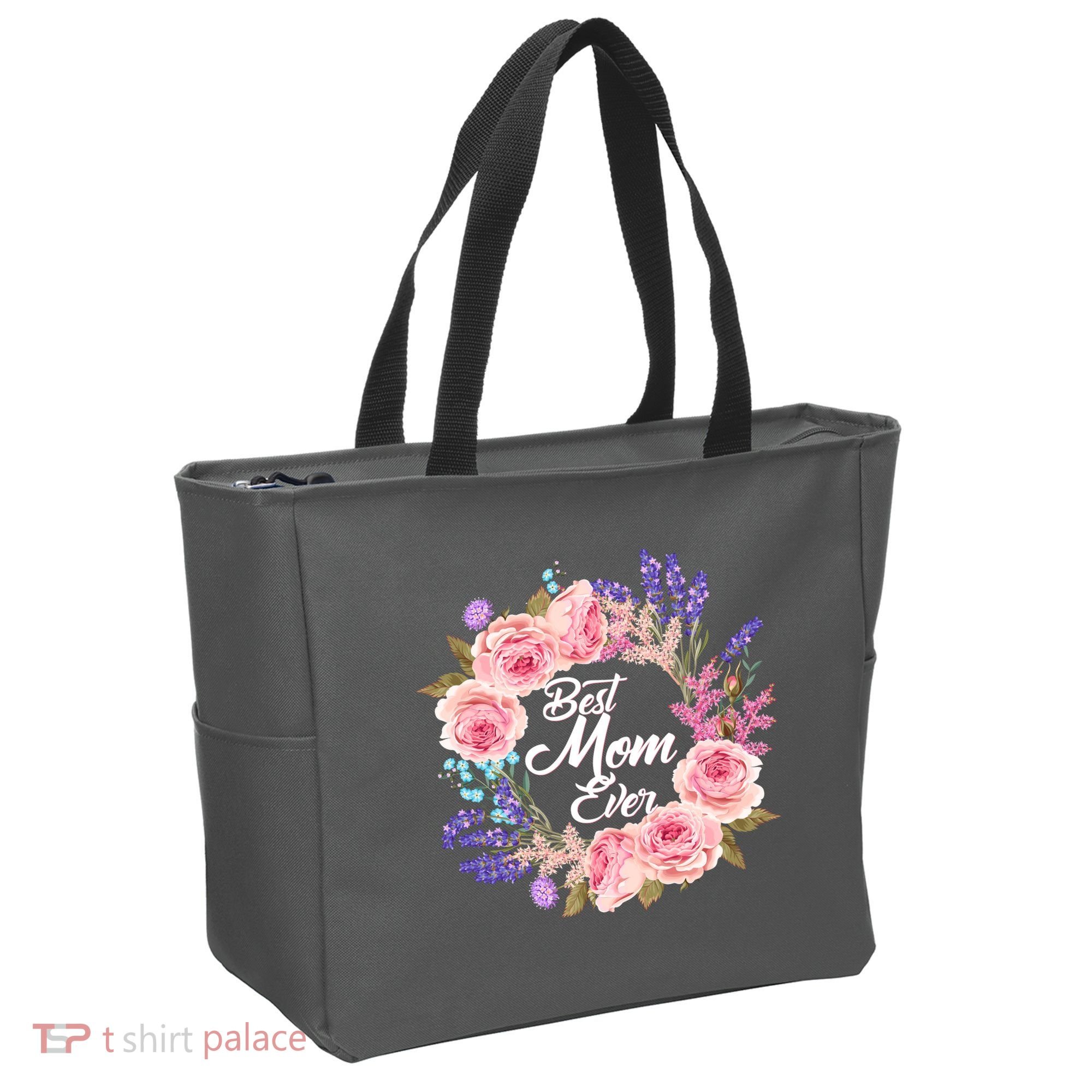 Best Mom Ever Flower Wreath Tote Bag