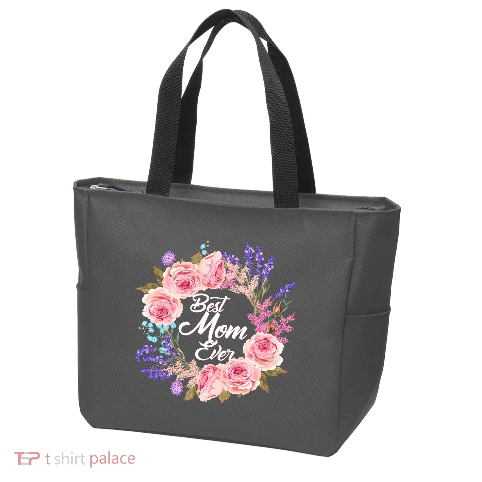 Best Mom Ever Flower Wreath Tote Bag