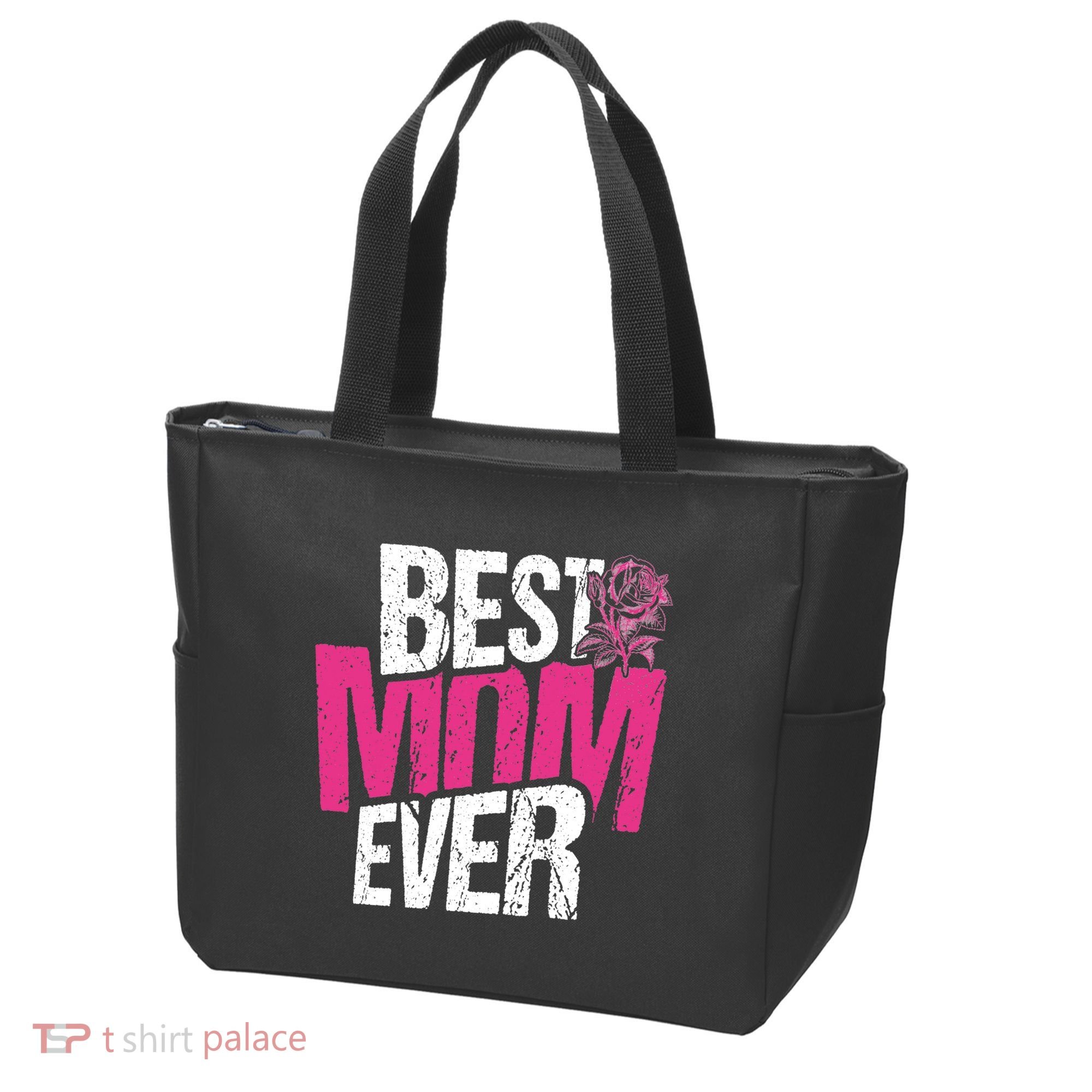 Best Mom Ever Rose Distressed Tote Bag