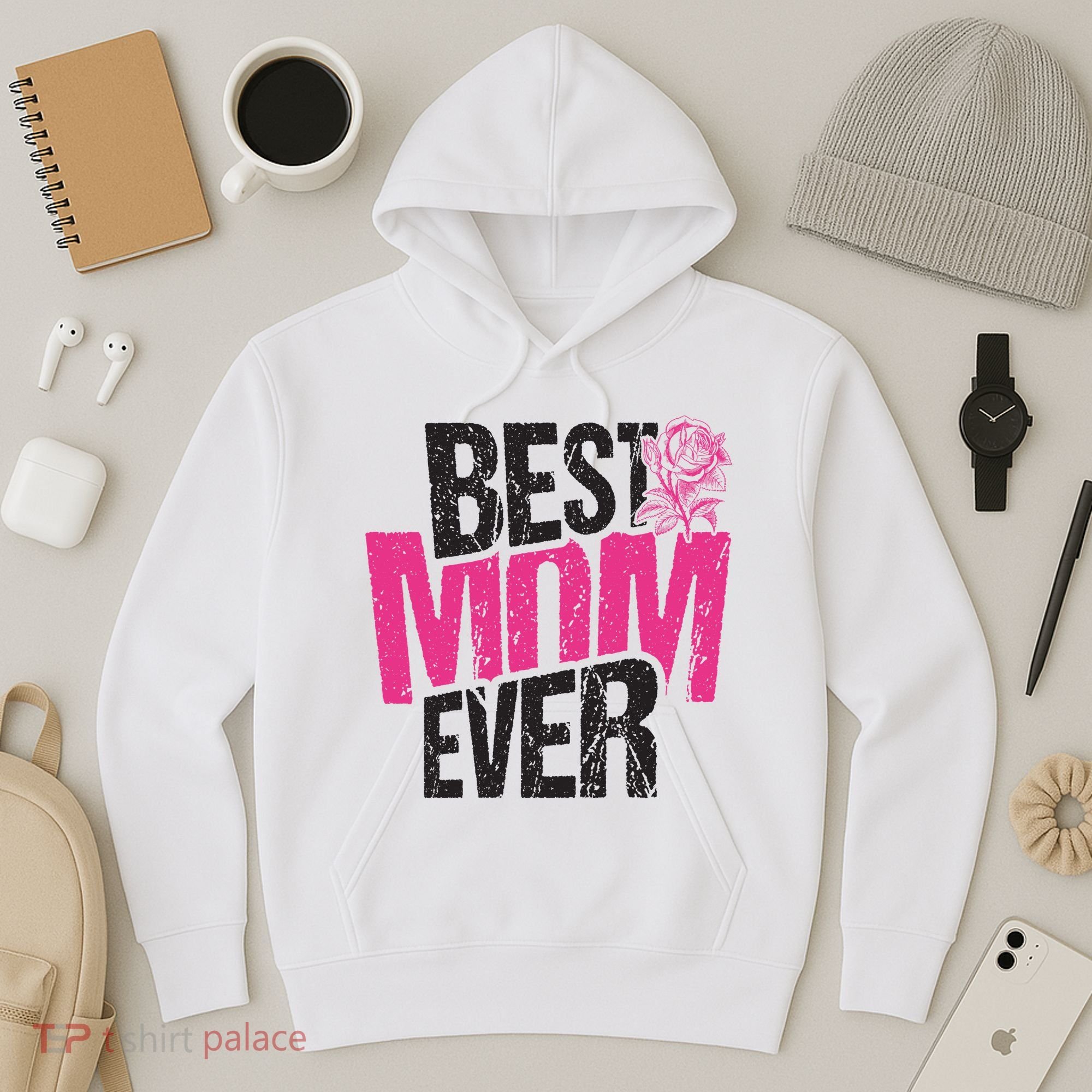 Best Mom Ever Rose Distressed Hoodie