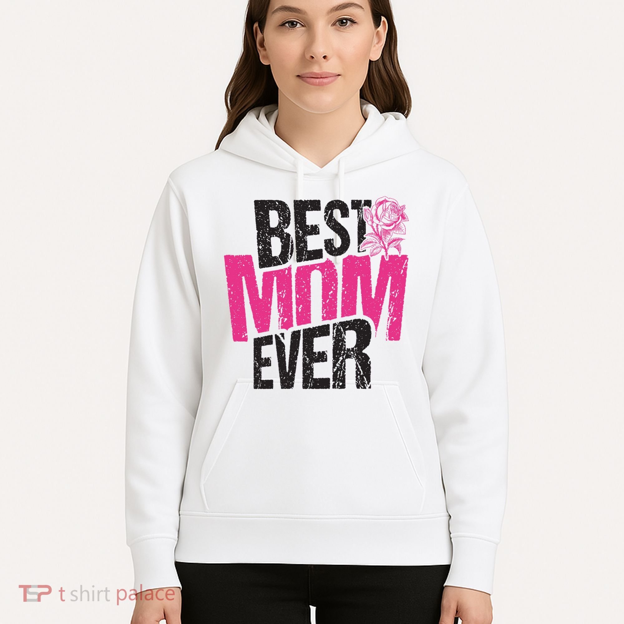 Best Mom Ever Rose Distressed Hoodie