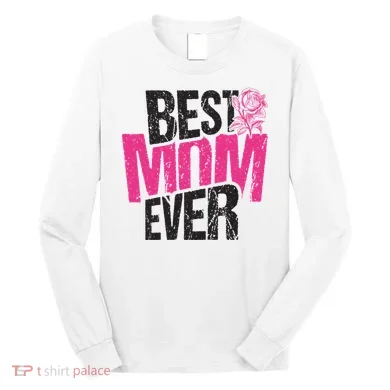 Best Mom Ever Rose Distressed Long Sleeve Shirt