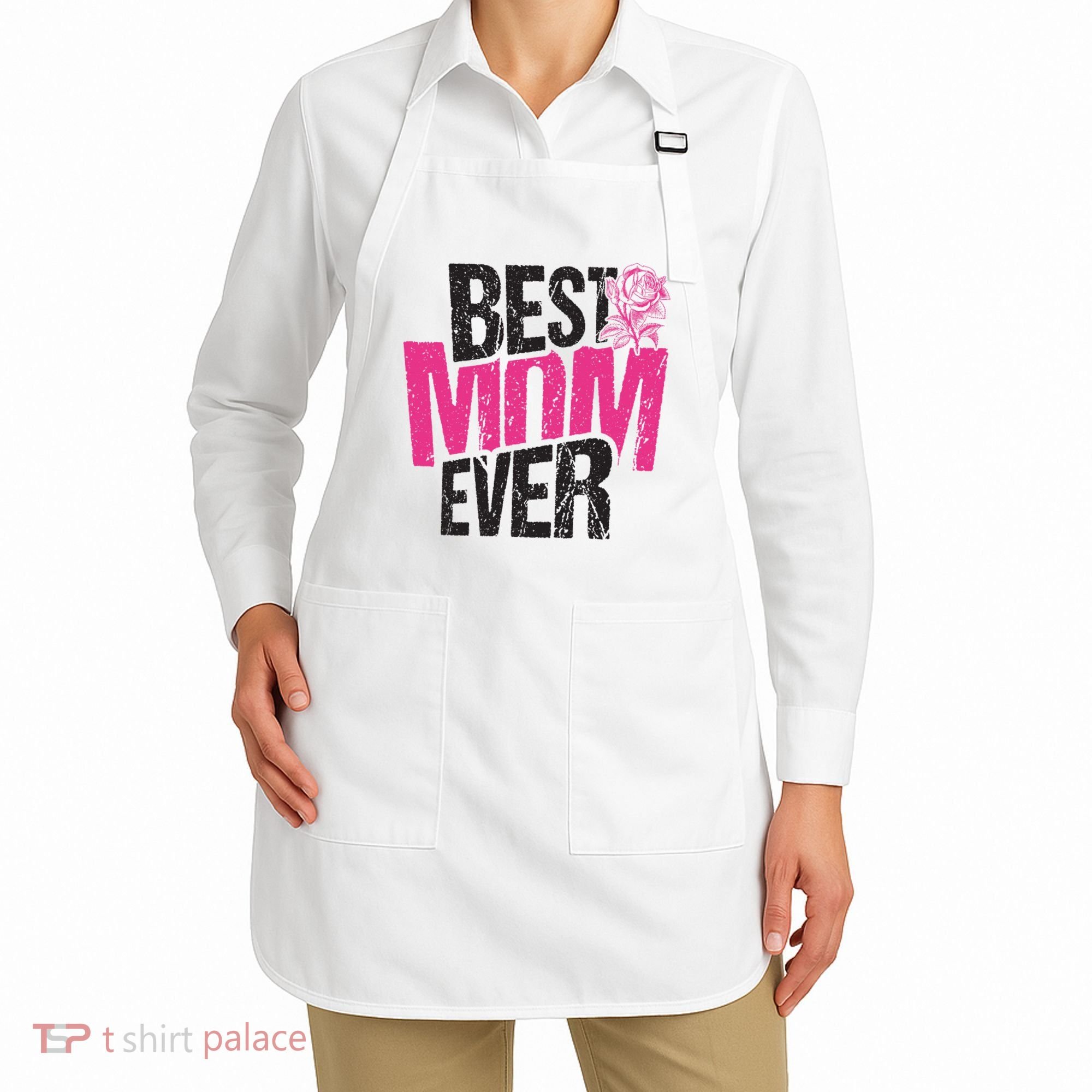 Best Mom Ever Rose Distressed Apron