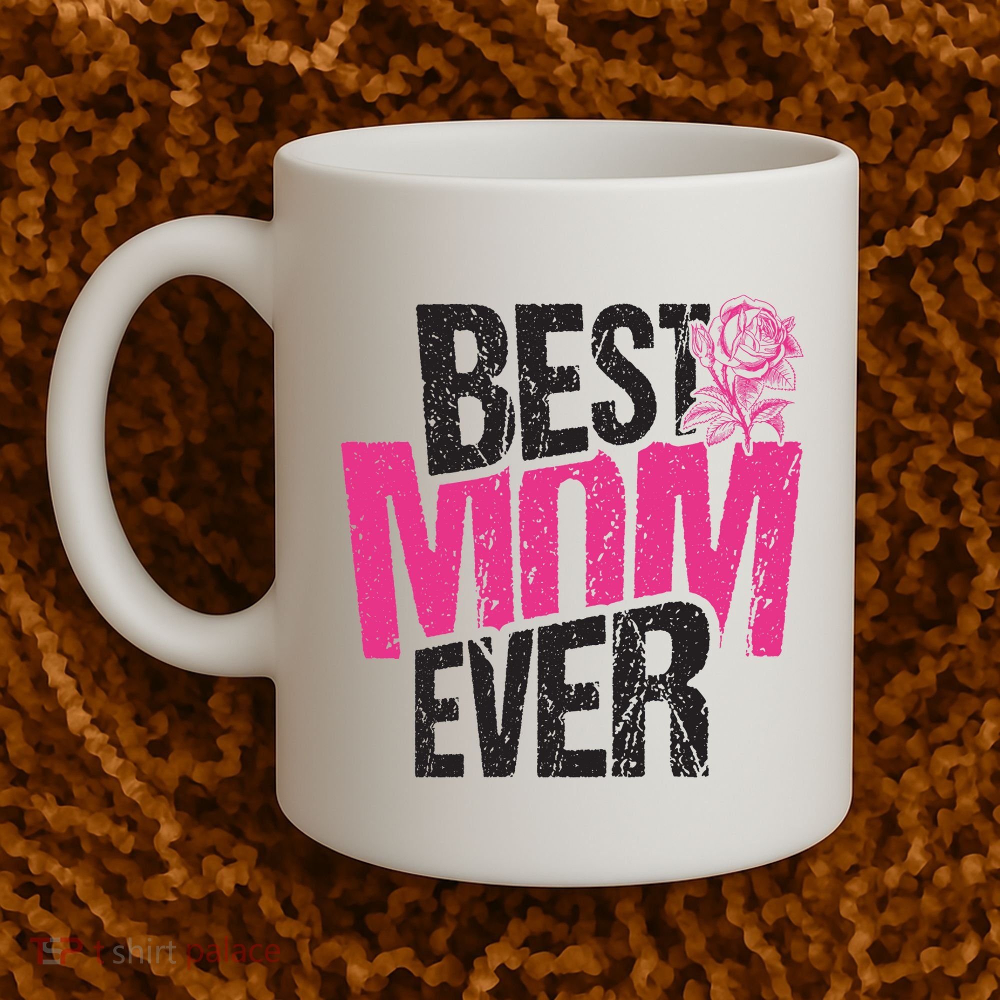 Best Mom Ever Rose Distressed Coffee Mug