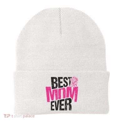 Best Mom Ever Rose Distressed Beanie