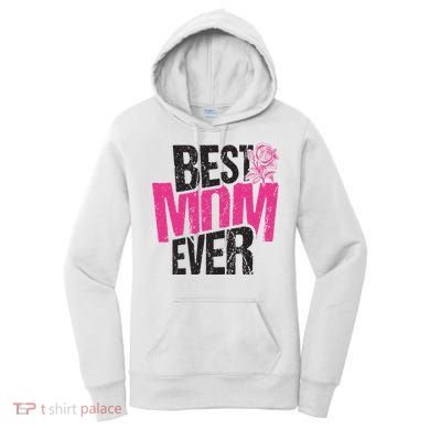 Best Mom Ever Rose Distressed Women's Hoodie