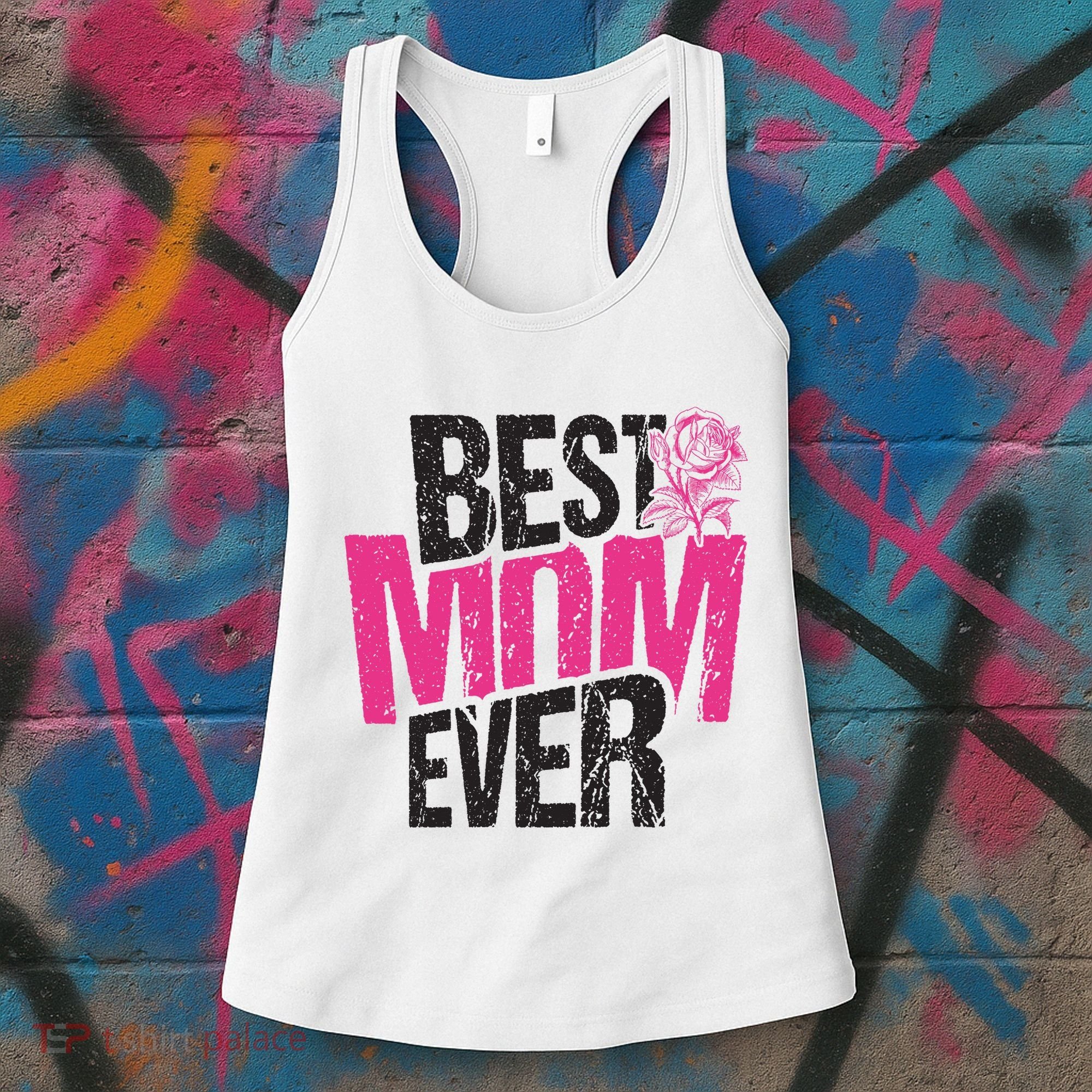 Best Mom Ever Rose Distressed Women's Tank Top