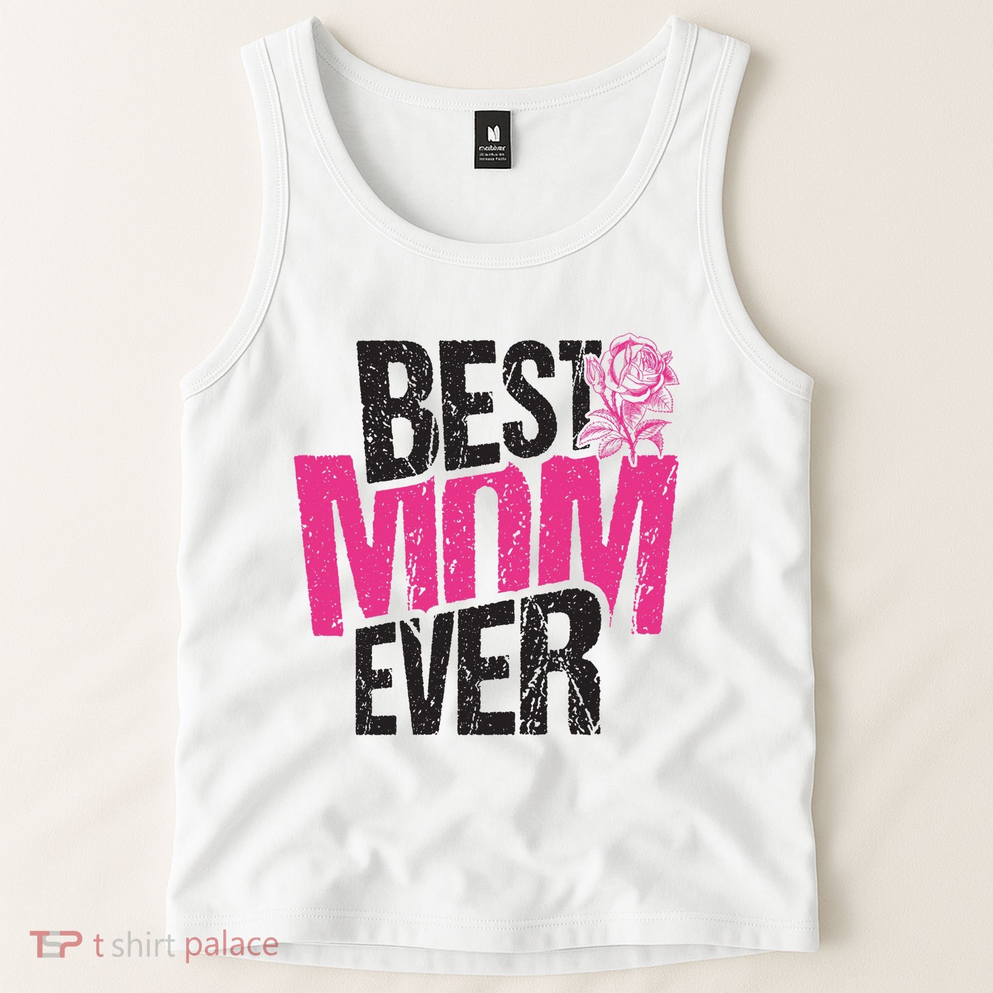 Best Mom Ever Rose Distressed Tank Top
