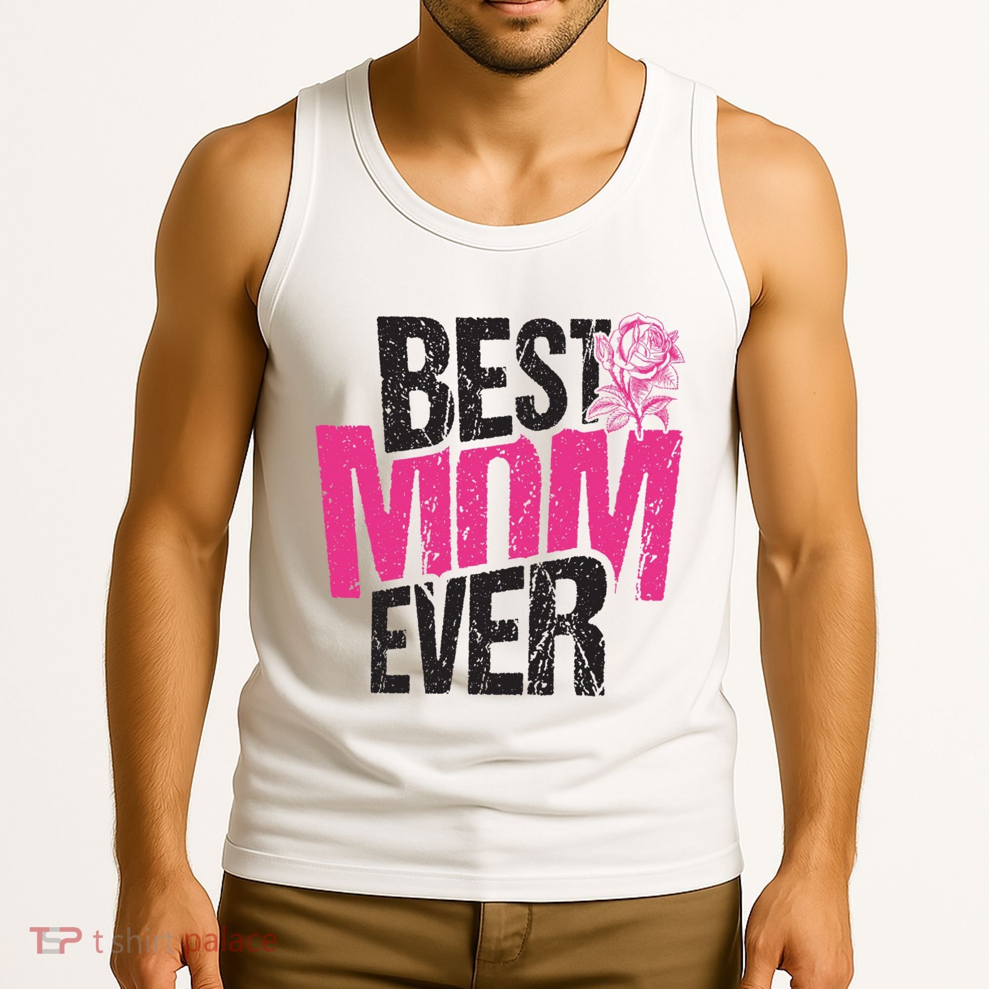 Best Mom Ever Rose Distressed Tank Top