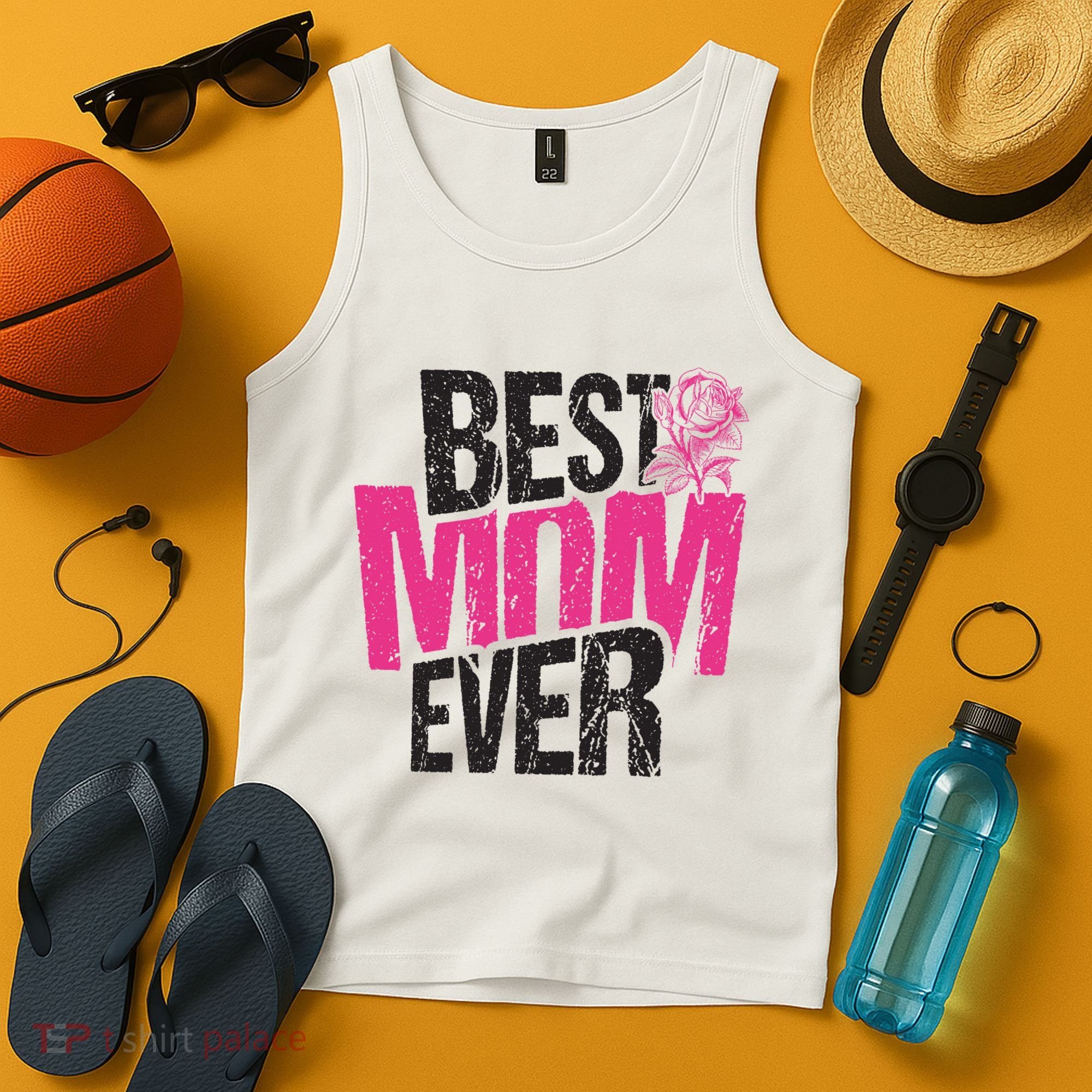 Best Mom Ever Rose Distressed Tank Top