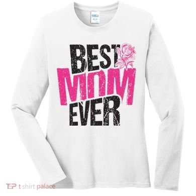 Best Mom Ever Rose Distressed Women's Long Sleeve Shirt