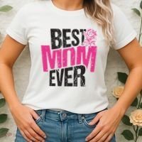 Best Mom Ever Rose Distressed Women's T-Shirt thumb 2