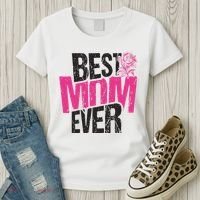 Best Mom Ever Rose Distressed Women's T-Shirt thumb 3