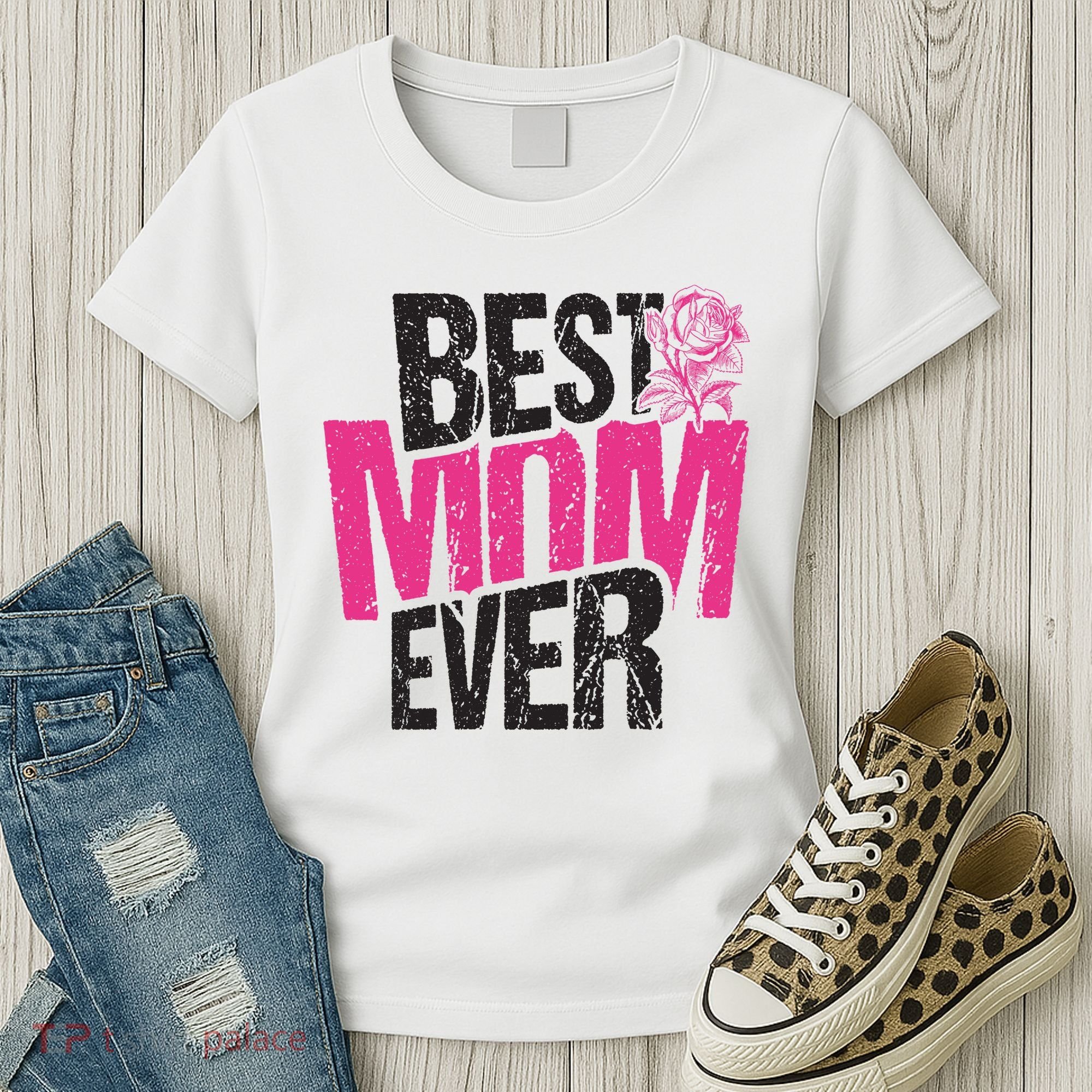 Best Mom Ever Rose Distressed Women's T-Shirt