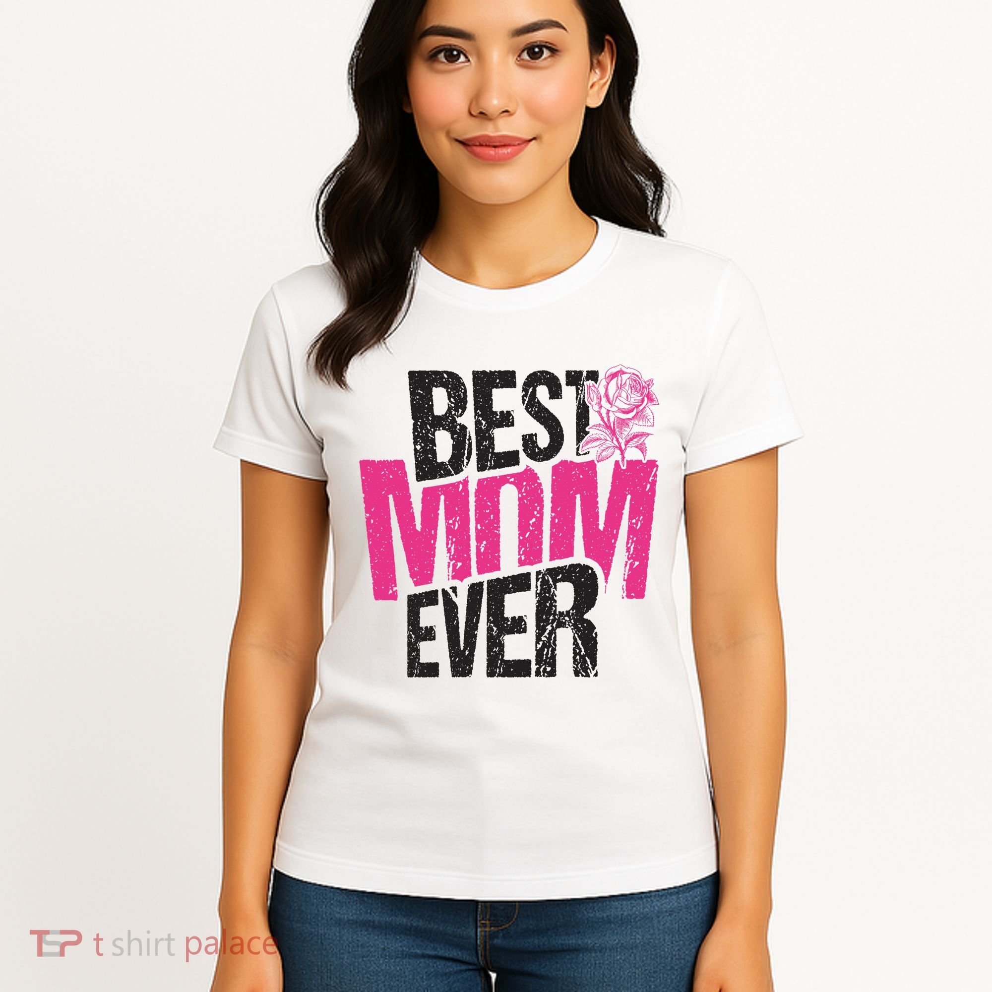 Best Mom Ever Rose Distressed Women's T-Shirt