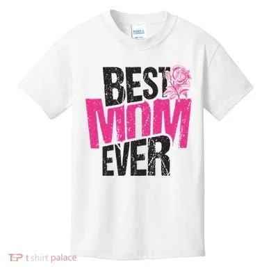 Best Mom Ever Rose Distressed Kids T-Shirt