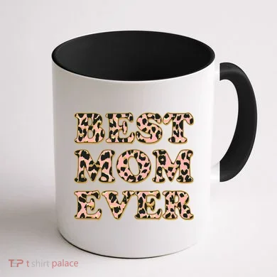 Best Mom Ever Stylish Leopard Print Coffee Mug back