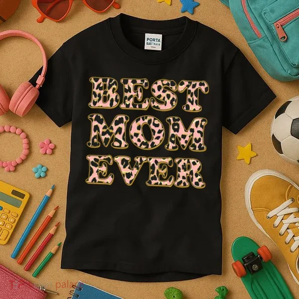 Best Mom Ever Stylish Leopard Print Kids T-Shirt