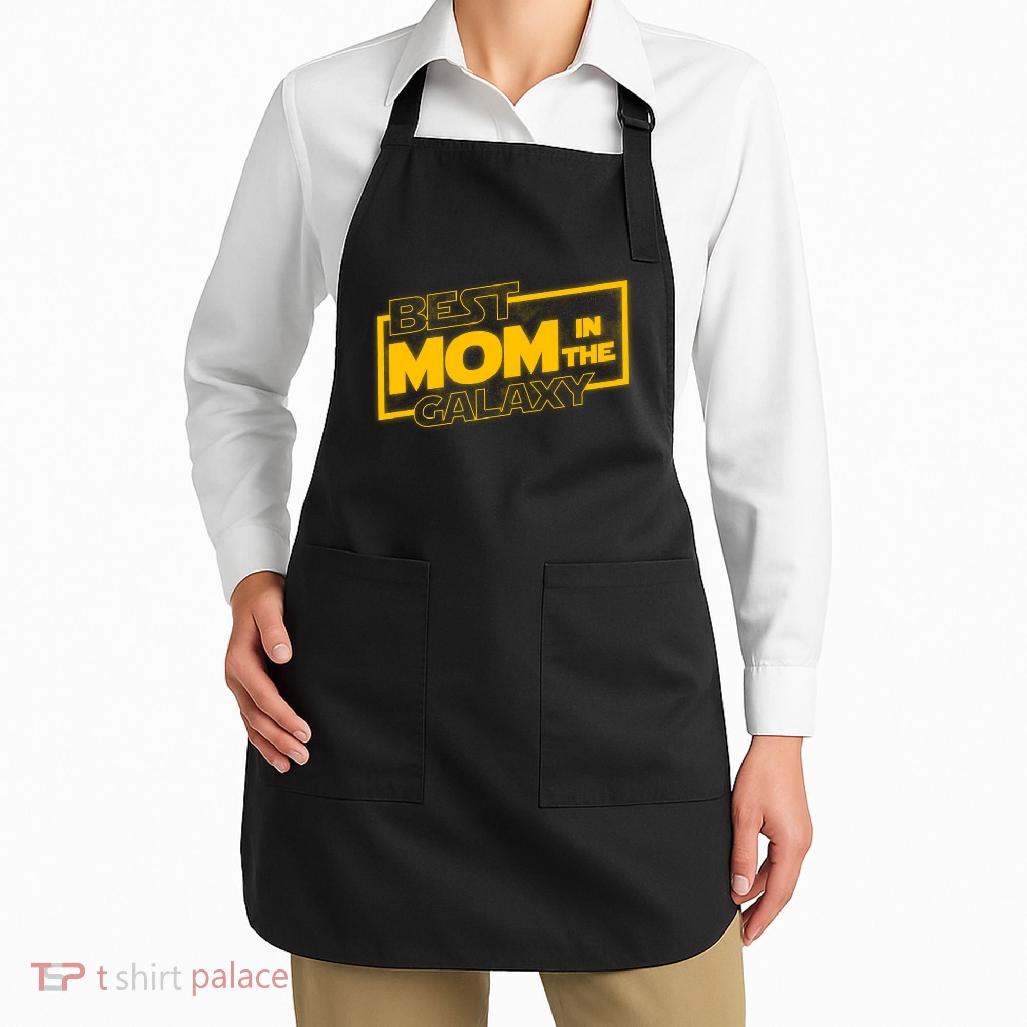 Best Mom In The Galaxy Parody Movie Logo Apron