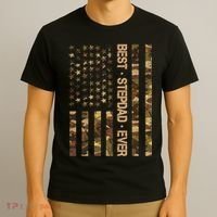 Best Stepdad Ever Camouflage Flag T-Shirt thumb 3