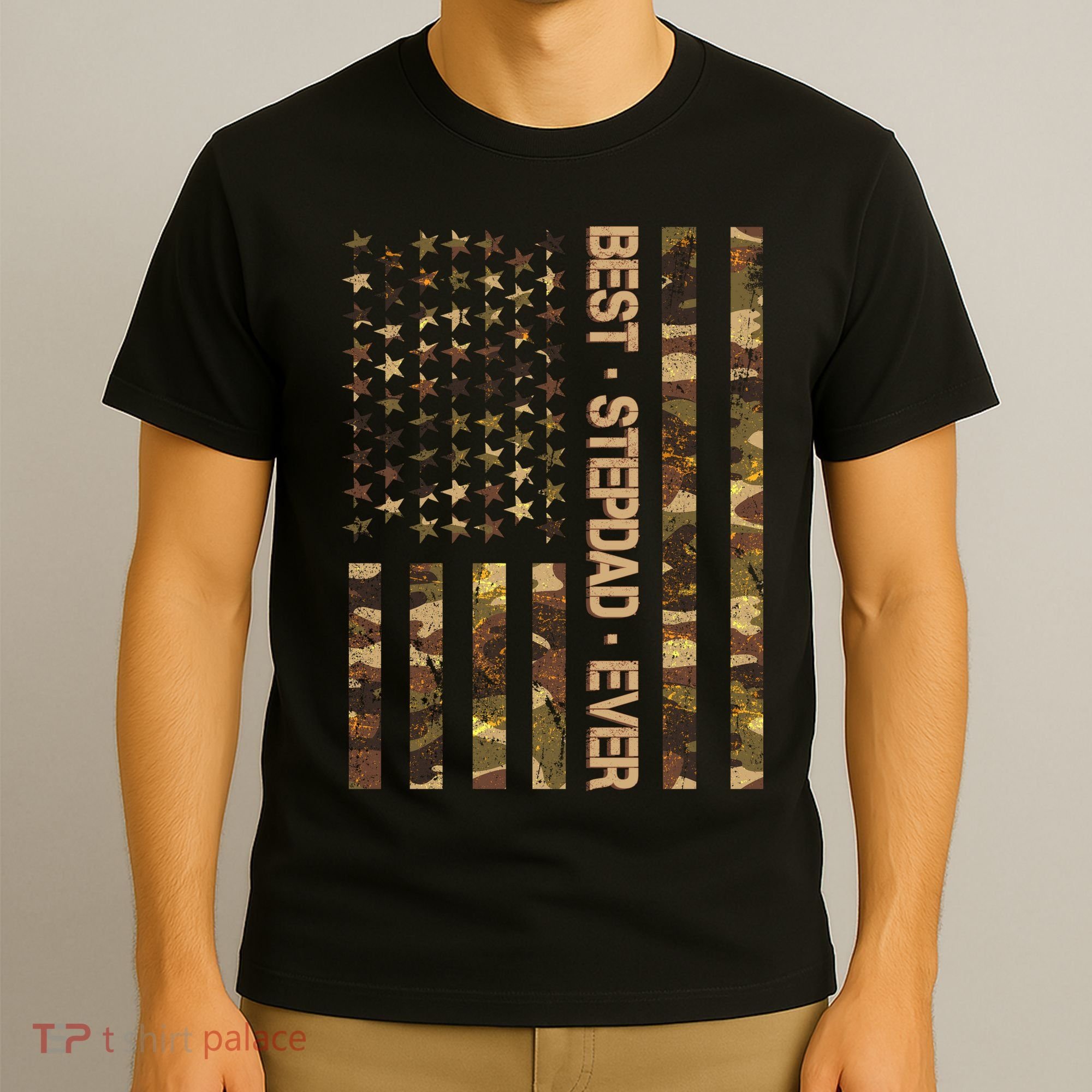 Best Stepdad Ever Camouflage Flag T-Shirt