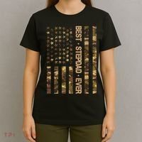 Best Stepdad Ever Camouflage Flag T-Shirt thumb 4