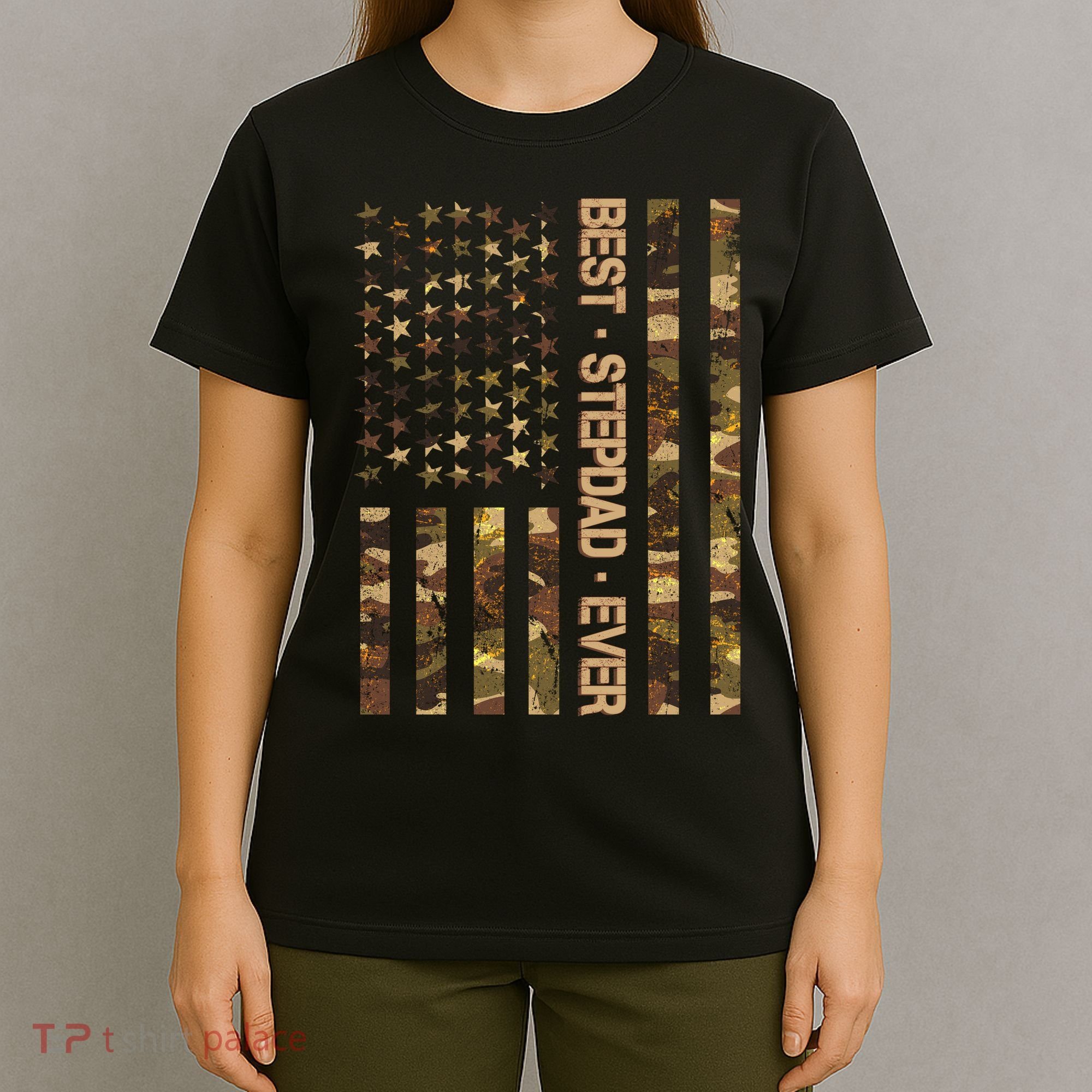 Best Stepdad Ever Camouflage Flag T-Shirt